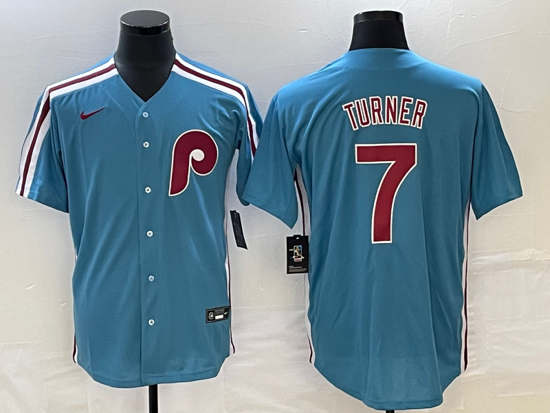 并排浅兰 (2)020 MLBJE2601-04-020 Philadelphia Phillies Baseball Jersey 020 USD16.98 - Image 1