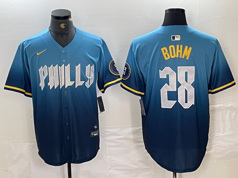 并排渐变蓝 (2)008 MLBJE2601-04-008 Philadelphia Phillies Baseball Jersey 008 USD16.98 - Image 1