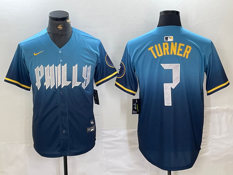 并排渐变蓝 (5)012 MLBJE2601-04-012 Philadelphia Phillies Baseball Jersey 012 USD16.98 - Image 1