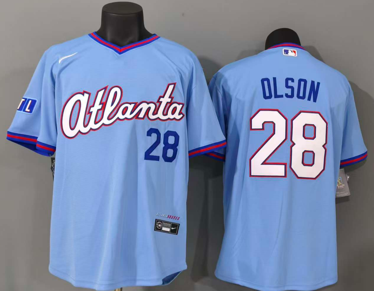 并排蓝色 (1)008 MLBJE2601-05-008 Atlanta Braves Baseball Jersey 008 USD16.98 - Image 1
