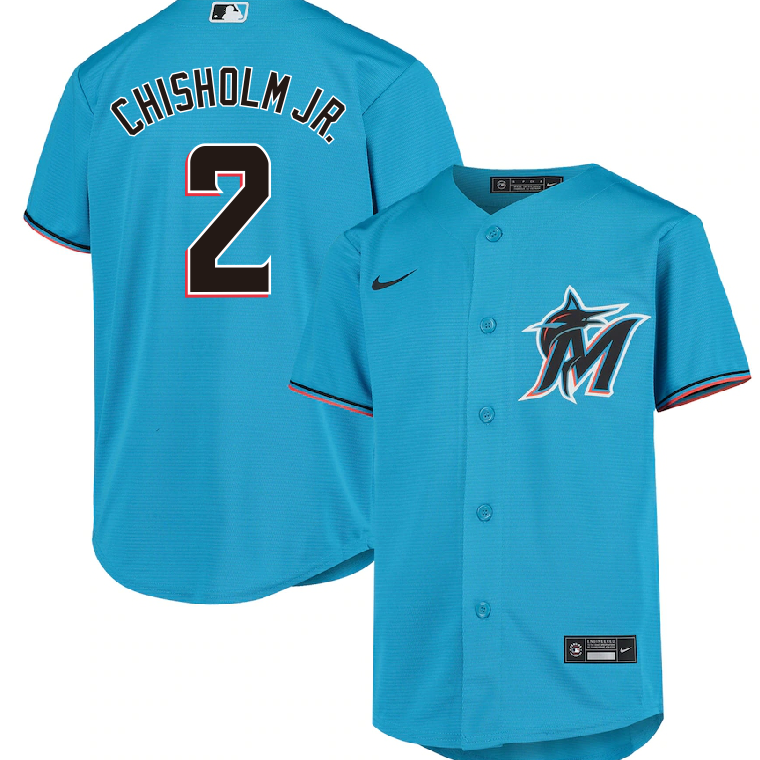 前后彩兰 (1)004 MLBJE2601-28-004 Miami Marlins Baseball Jersey 004 USD16.98 - Image 1