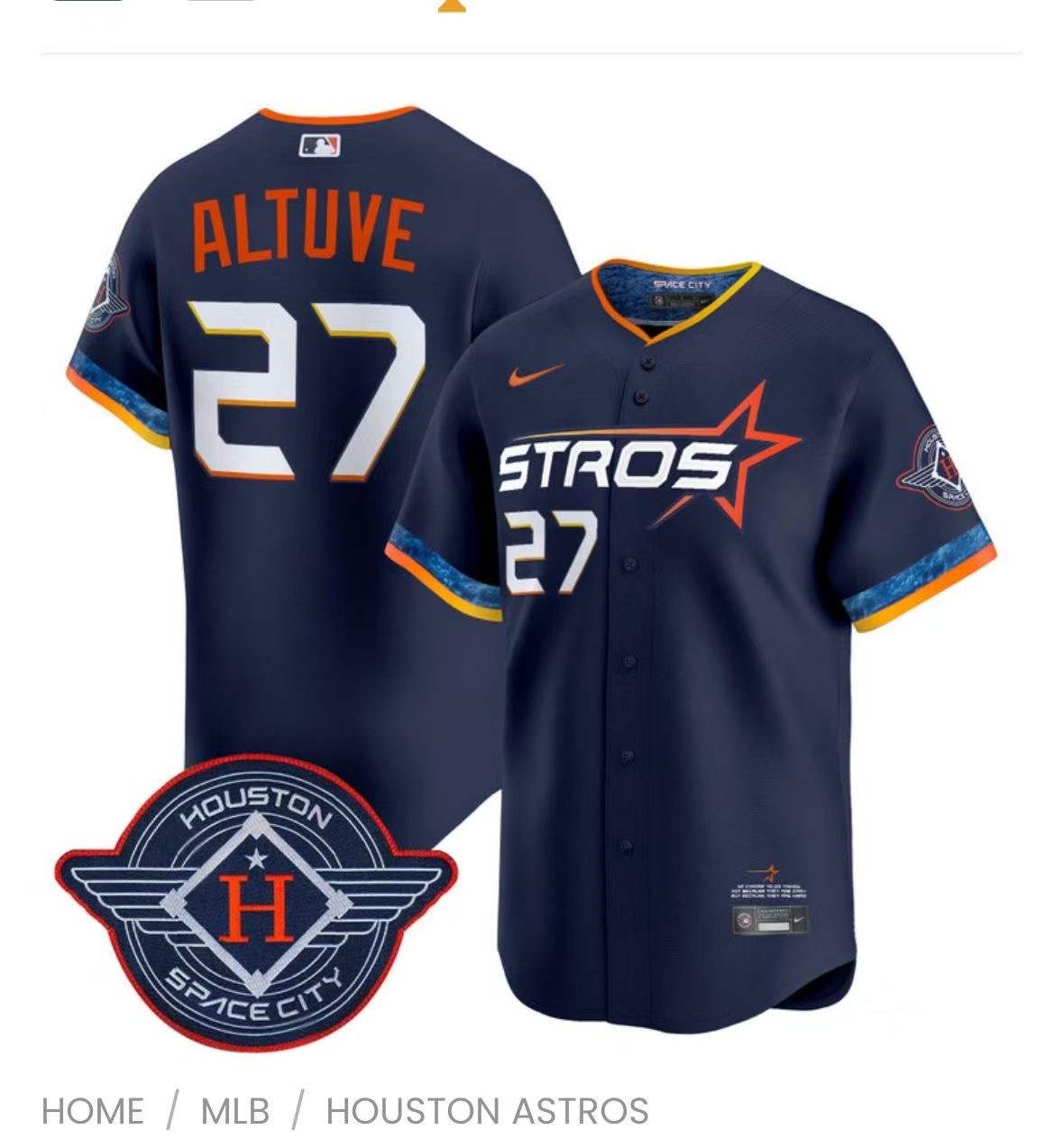 前后深蓝 (1)040 MLBJE2601-06-040 Houston Astros Baseball Jersey 040 USD16.98 - Image 1