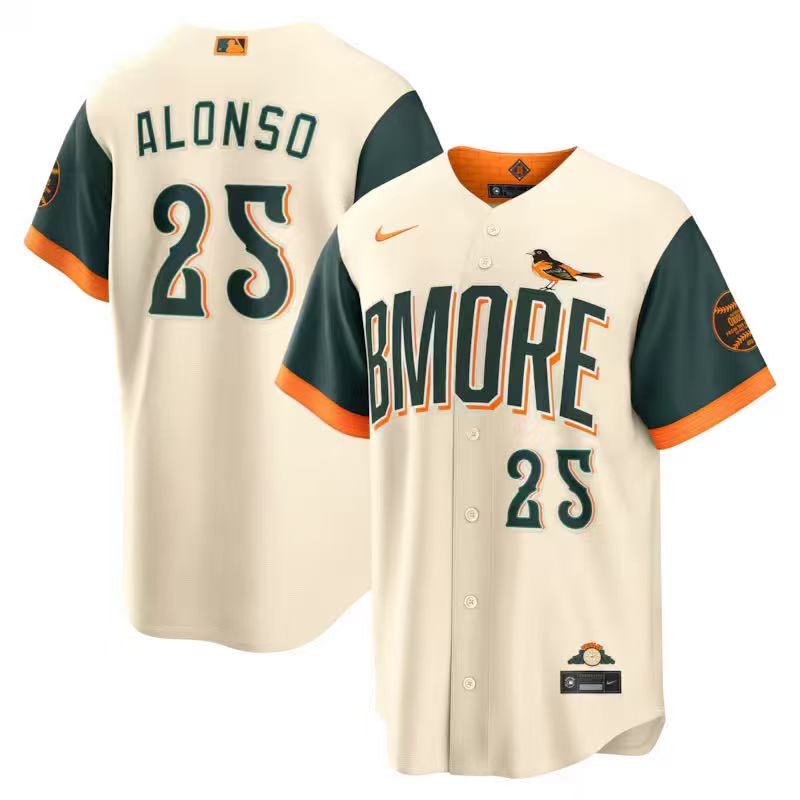 前后米色 (1)019 MLBJE2601-27-019 Baltimore Orioles Baseball Jersey 019 USD16.98 - Image 1