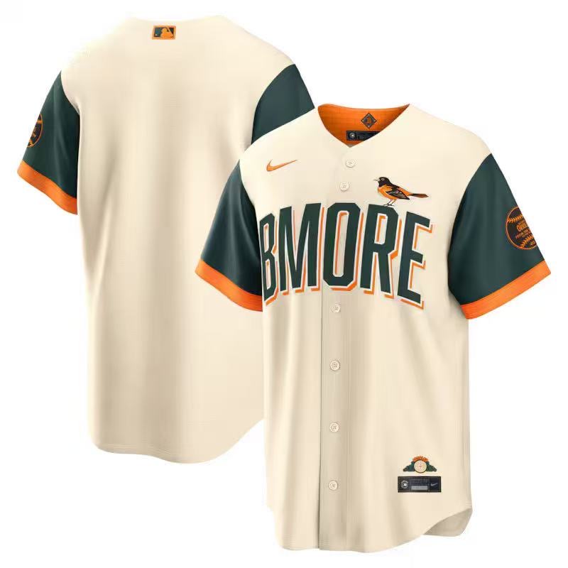 前后米色 (3)021 MLBJE2601-27-021 Baltimore Orioles Baseball Jersey 021 USD16.98 - Image 1