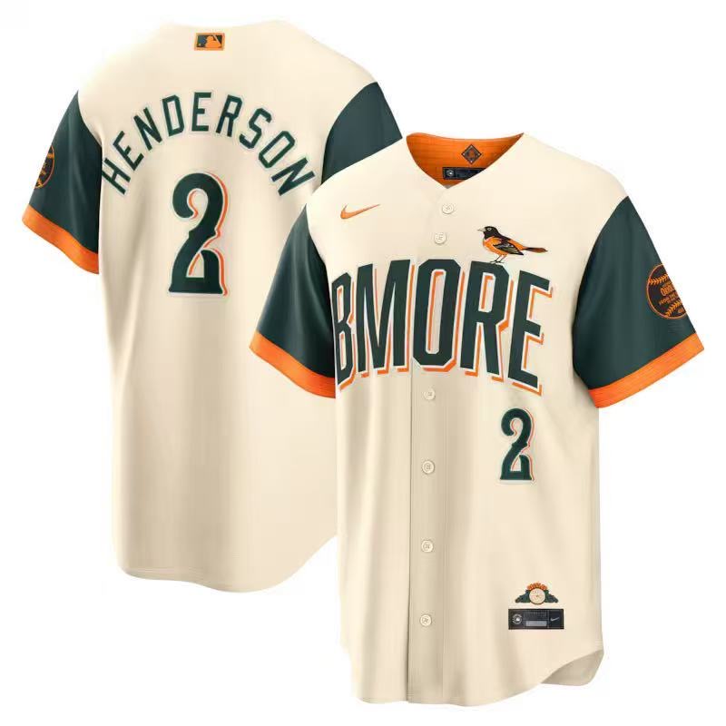 前后米色 (4)022 MLBJE2601-27-022 Baltimore Orioles Baseball Jersey 022 USD16.98 - Image 1