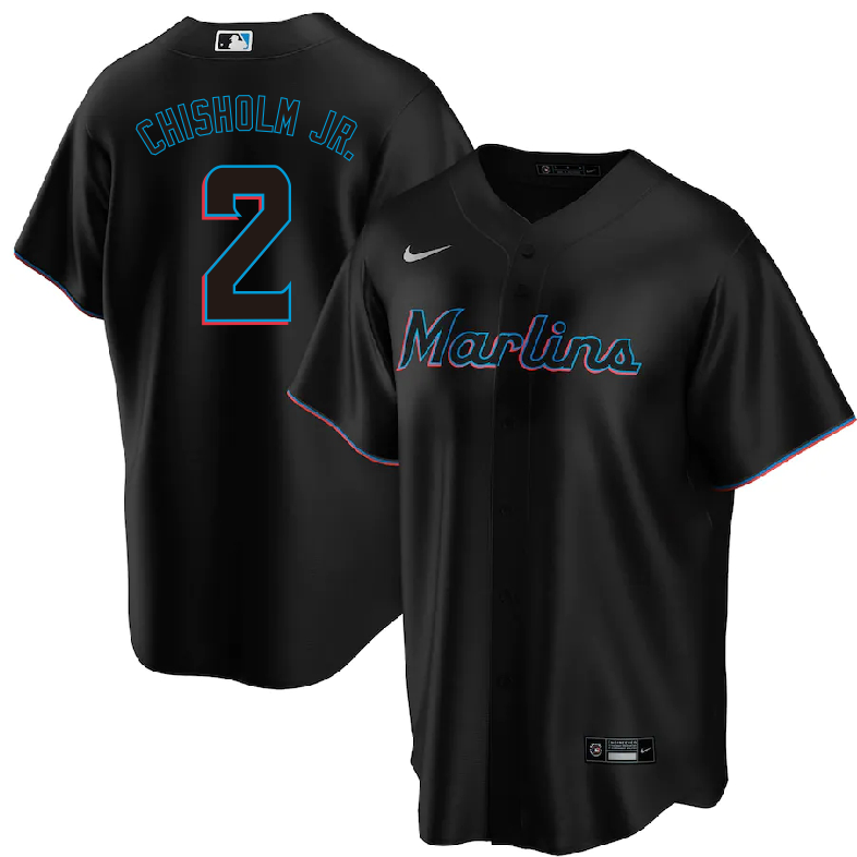 前后黑色007 MLBJE2601-28-007 Miami Marlins Baseball Jersey 007 USD16.98 - Image 1