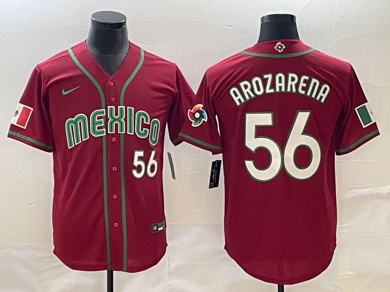 并排红色 (2)002 MLBJE2601-22-002 Mexican National Baseball Jersey 002 USD16.98 - Image 1
