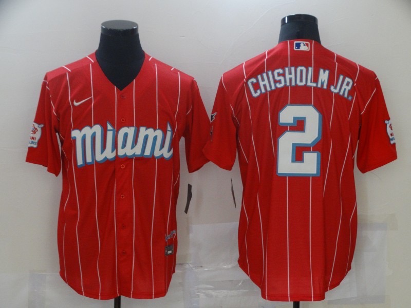 并排红色 MLBJE2601-28-001 Miami Marlins Baseball Jersey 001 USD16.98 - Image 1