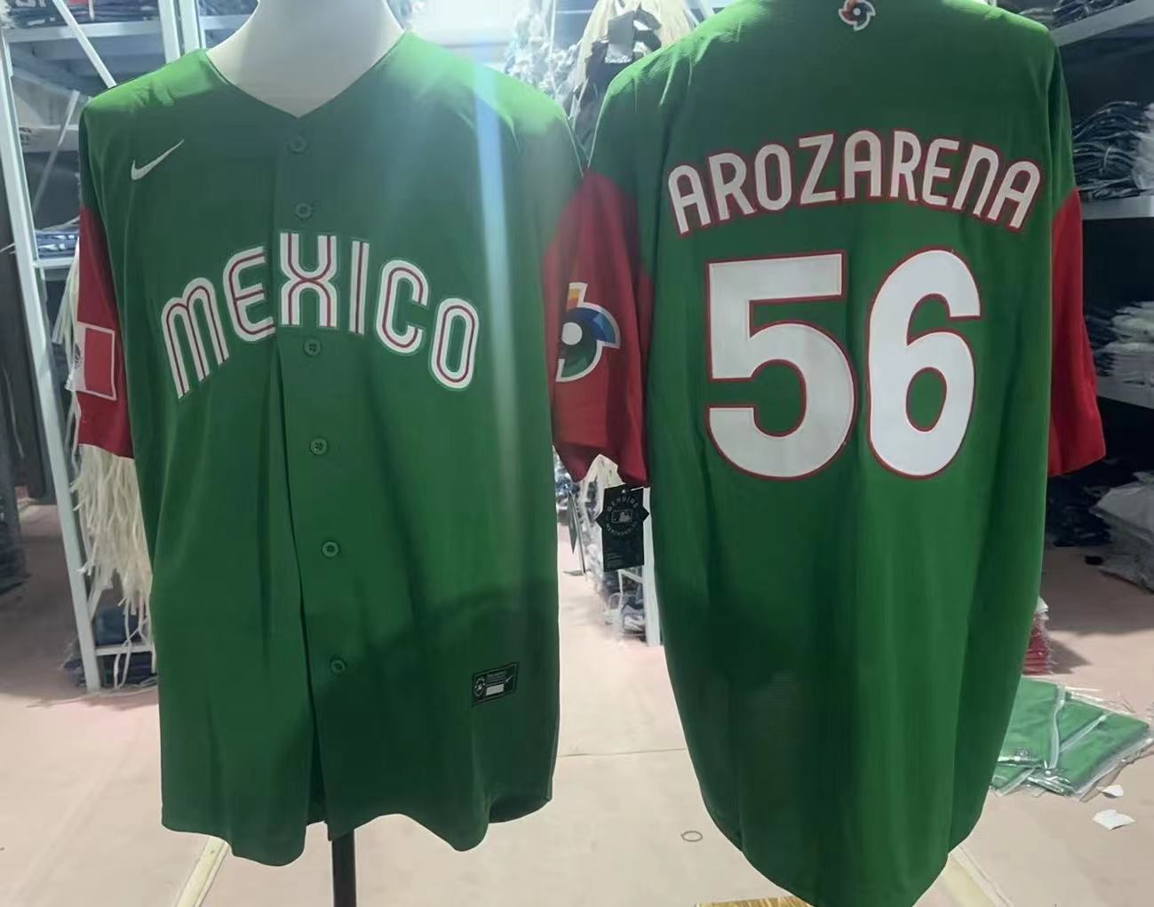 并排绿色003 MLBJE2601-22-003 Mexican National Baseball Jersey 003 USD16.98 - Image 1