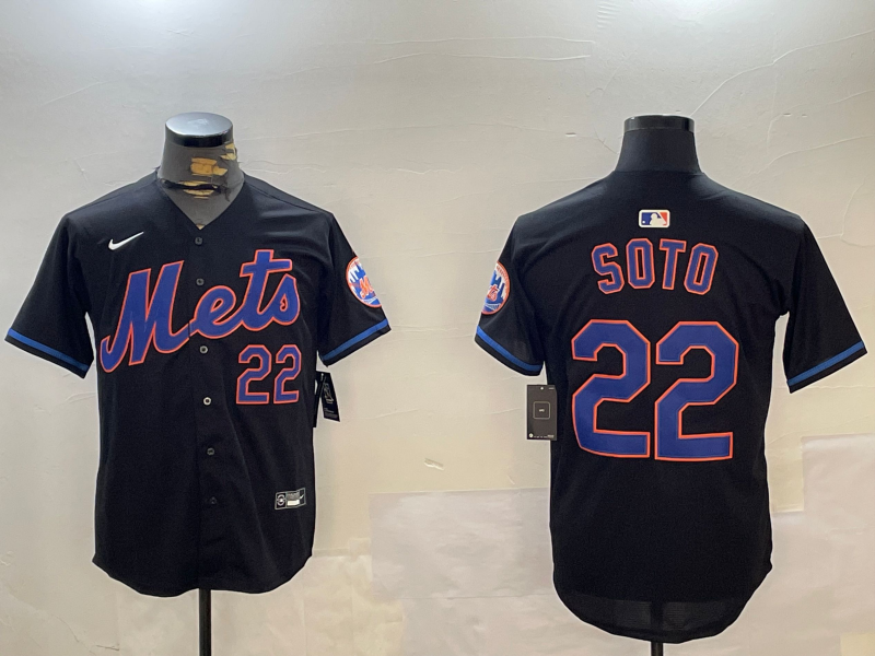 并排黑色 (1)003 MLBJE2601-09-003 New York Mets Baseball Jersey 003 USD16.98 - Image 1