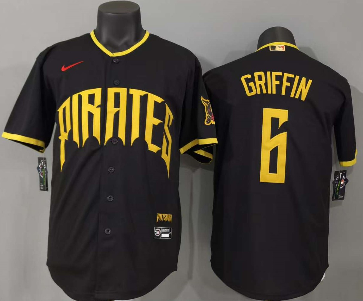并排黑色1 (1)010 MLBJE2601-10-010 Pittsburgh Pirates Baseball Jersey 010 USD16.98 - Image 1