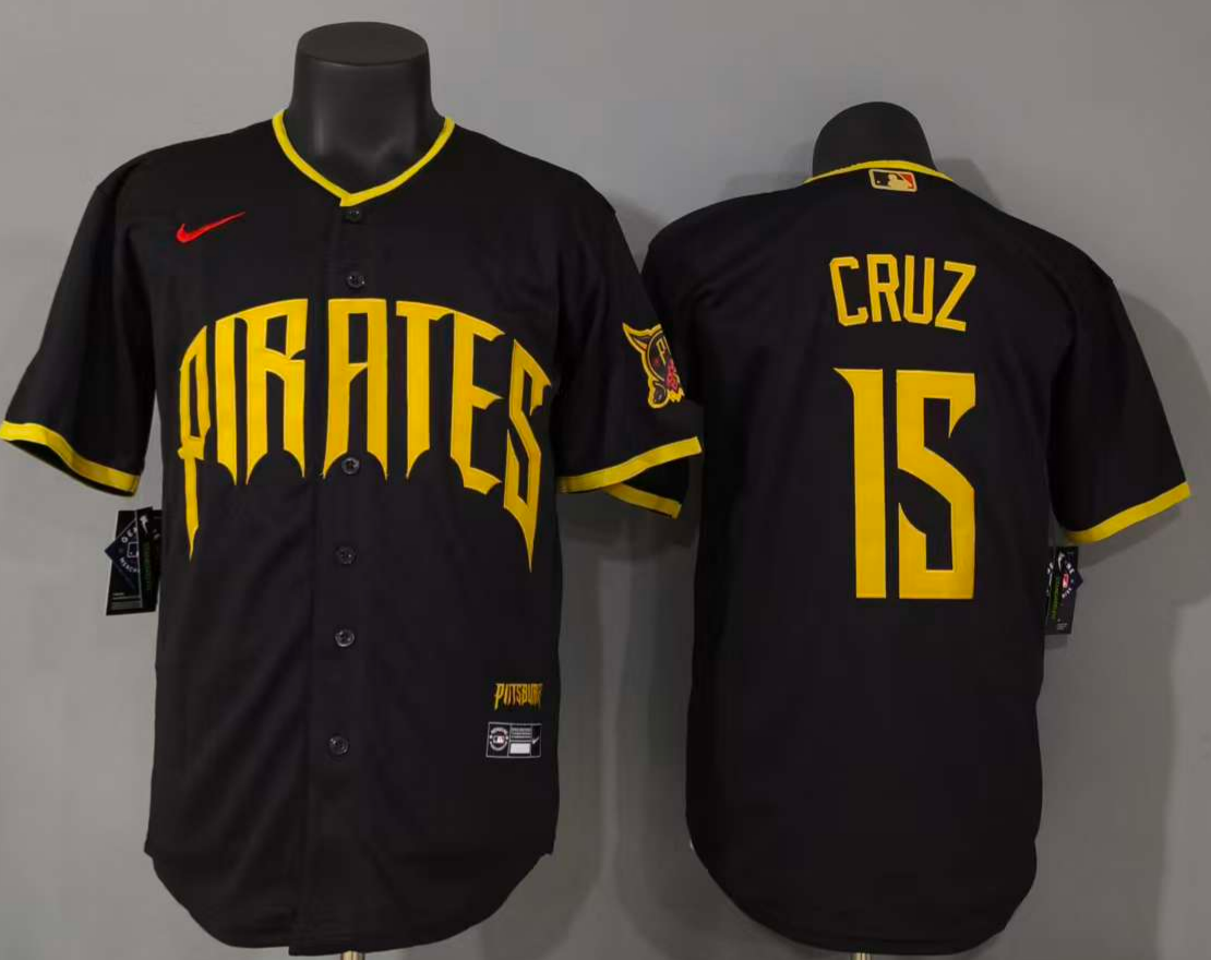 并排黑色1 (1)011 MLBJE2601-10-011 Pittsburgh Pirates Baseball Jersey 011 USD16.98 - Image 1
