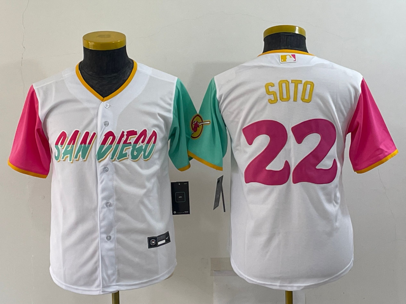 横排白色2 (2)004 MLBJE2601-08-004 San Diego Padres Baseball Jersey 004 USD16.98 - Image 1